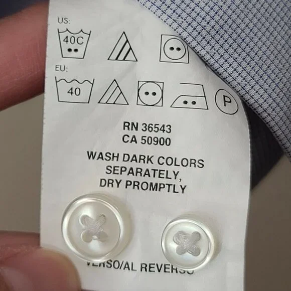 Kenneth Cole Dress Shirt 2XL Men Size 18 34/35 Light Blue Grid Check Long Sleeve - Picture 6 of 12